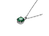 Green And White Cubic Zirconia Platinum Over Silver May Birthstone Pendant With Chain 5.23ctw