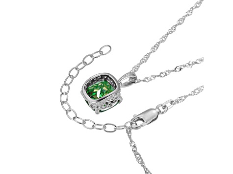 Green And White Cubic Zirconia Platinum Over Silver May Birthstone Pendant With Chain 5.23ctw