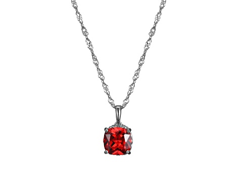 Red And White Cubic Zirconia Platinum Over Silver January Birthstone Pendant With Chain 7.23ctw