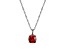 Red And White Cubic Zirconia Platinum Over Silver January Birthstone Pendant With Chain 7.23ctw