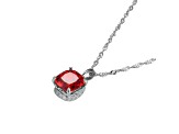 Red And White Cubic Zirconia Platinum Over Silver January Birthstone Pendant With Chain 7.23ctw