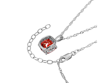 Red And White Cubic Zirconia Platinum Over Silver January Birthstone Pendant With Chain 7.23ctw