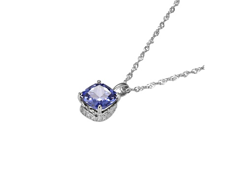 Blue And White Cubic Zirconia Platinum Over Silver December Birthstone Pendant With Chain 6.72ctw