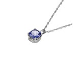 Blue And White Cubic Zirconia Platinum Over Silver December Birthstone Pendant With Chain 6.72ctw