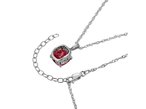Lab Created Ruby And Diamond Simulant Platinum Over Silver July Birthstone Pendant 4.42ctw