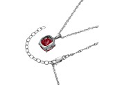 Lab Created Ruby And Diamond Simulant Platinum Over Silver July Birthstone Pendant 4.42ctw