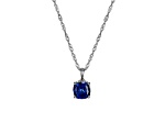 Lab Created Blue Sapphire And Dia Simulant Platinum Over Silver September Birthstone Pendant 4.45ctw