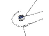 Lab Created Blue Sapphire And Dia Simulant Platinum Over Silver September Birthstone Pendant 4.45ctw