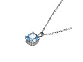 Lab Created Blue Spinel And Dia Simulant Platinum Over Silver March Birthstone Pendant 3.79ctw