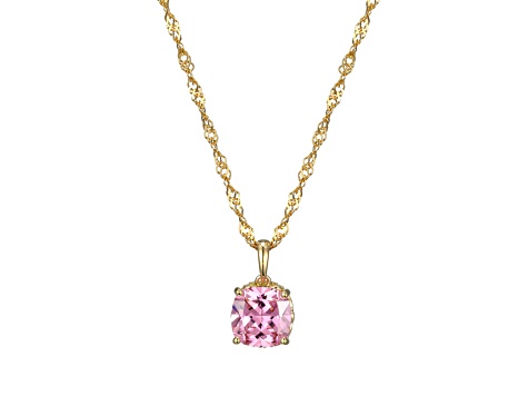 Pink And White Cubic Zirconia 18k Yellow Gold Over Silver October Birthstone Pendant 7.12ctw