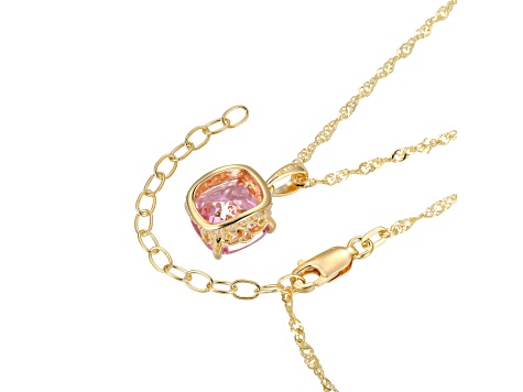 Pink And White Cubic Zirconia 18k Yellow Gold Over Silver October Birthstone Pendant 7.12ctw
