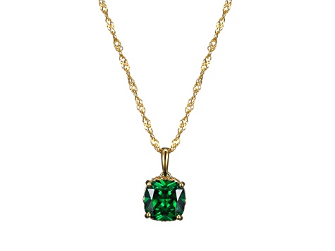 Green And White Cubic Zirconia 18k Yellow Gold Over Silver May Birthstone Pendant With Chain 5.23ctw