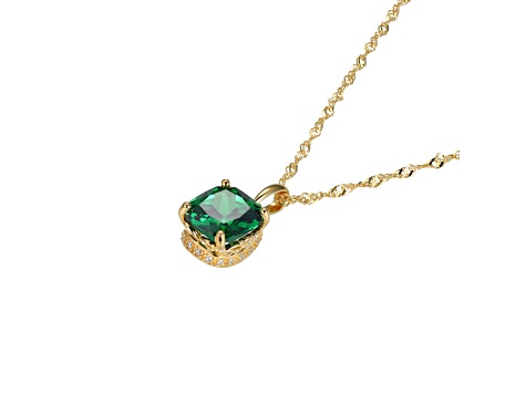 Green And White Cubic Zirconia 18k Yellow Gold Over Silver May Birthstone Pendant With Chain 5.23ctw