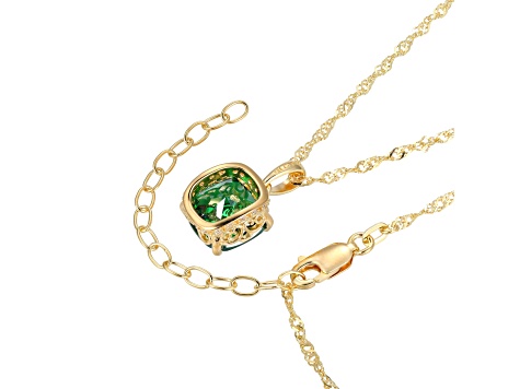 Green And White Cubic Zirconia 18k Yellow Gold Over Silver May Birthstone Pendant With Chain 5.23ctw