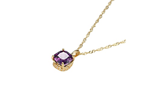 Purple And White Cubic Zirconia 18k Yellow Gold Over Silver February Birthstone Pendant 5.81ctw