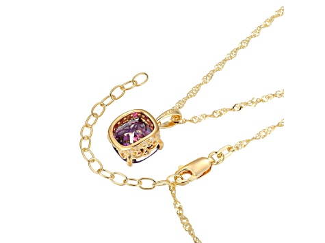 Purple And White Cubic Zirconia 18k Yellow Gold Over Silver February Birthstone Pendant 5.81ctw