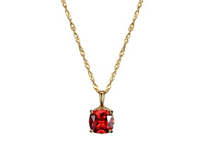 Red And White Cubic Zirconia 18k Yellow Gold Over Silver January Birthstone Pendant 7.23ctw