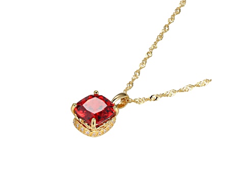 Red And White Cubic Zirconia 18k Yellow Gold Over Silver January Birthstone Pendant 7.23ctw