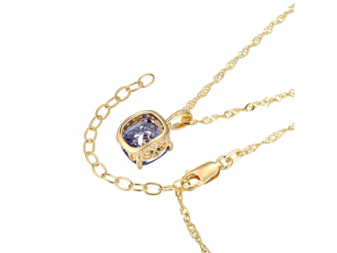 Blue And White Cubic Zirconia 18k Yellow Gold Over Silver December Birthstone Pendant 6.72ctw
