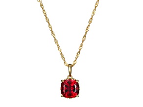 Lab Created Ruby And Diamond Simulant 18k Yellow Gold Over Silver July Birthstone Pendant 4.42ctw
