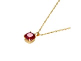 Lab Created Ruby And Diamond Simulant 18k Yellow Gold Over Silver July Birthstone Pendant 4.42ctw