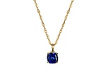 Lab Blue Sapphire And Dia Simulant 18k Yellow Gold Over Silver September Birthstone Pendant 4.45ctw