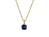 Lab Blue Sapphire And Dia Simulant 18k Yellow Gold Over Silver September Birthstone Pendant 4.45ctw