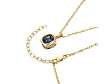 Lab Blue Sapphire And Dia Simulant 18k Yellow Gold Over Silver September Birthstone Pendant 4.45ctw