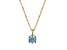 Lab  Blue Spinel And Dia Simulant 18k Yellow Gold Over Silver March Birthstone Pendant 3.79ctw