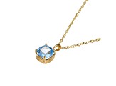 Lab  Blue Spinel And Dia Simulant 18k Yellow Gold Over Silver March Birthstone Pendant 3.79ctw