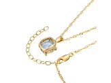 Lab  Blue Spinel And Dia Simulant 18k Yellow Gold Over Silver March Birthstone Pendant 3.79ctw