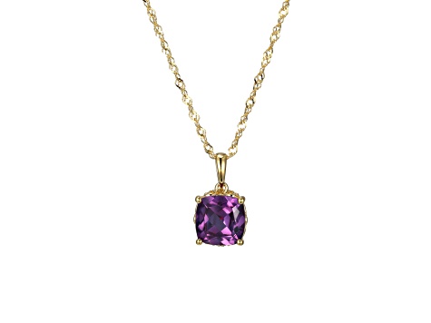 Lab Alexandrite Sapphire And CZ 18k Yellow Gold Over Silver June Birthstone Pendant 8.14ctw