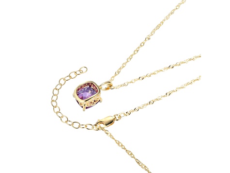 Lab Alexandrite Sapphire And CZ 18k Yellow Gold Over Silver June Birthstone Pendant 8.14ctw