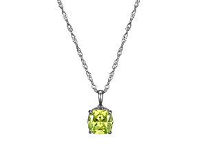 Green And White Cubic Zirconia Platinum Over Silver August Birthstone Pendant With Chain 6.98ctw