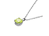 Green And White Cubic Zirconia Platinum Over Silver August Birthstone Pendant With Chain 6.98ctw