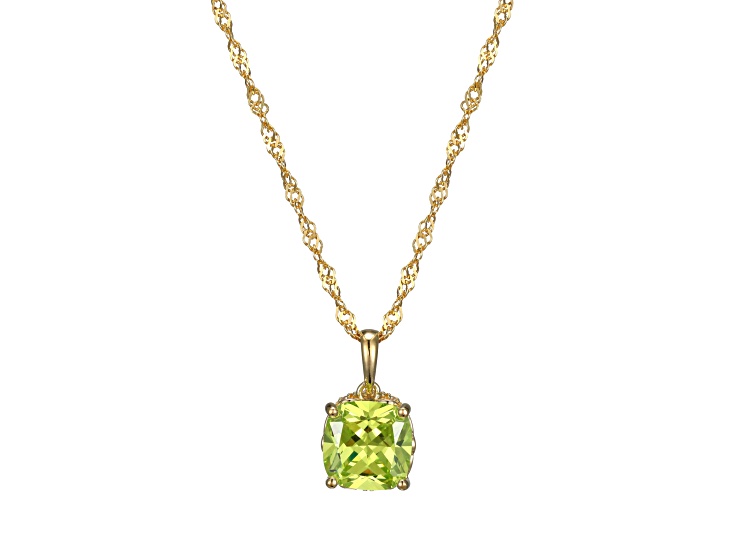 Green And White Cubic Zirconia 18k Yellow Gold Over Silver August Birthstone Pendant 6.98ctw