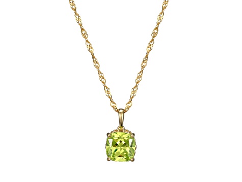 Green And White Cubic Zirconia 18k Yellow Gold Over Silver August Birthstone Pendant 6.98ctw