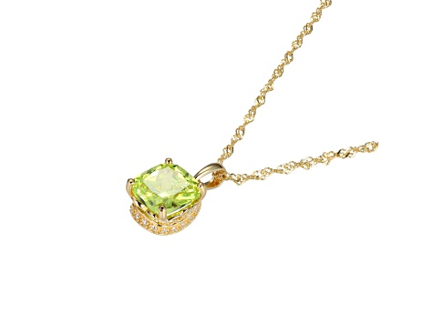 Green And White Cubic Zirconia 18k Yellow Gold Over Silver August Birthstone Pendant 6.98ctw