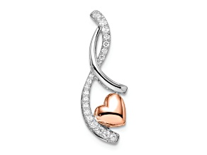 14K Two-tone Gold Diamond Heart Chain Slide Pendant