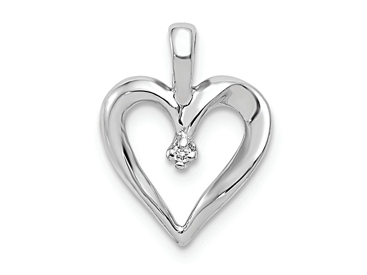 Rhodium Over 14k White Gold Diamond Heart Pendant