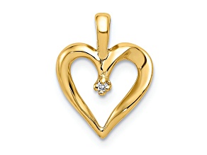 14k Yellow Gold Diamond Heart Pendant