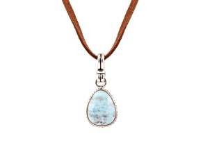 Barse Jewelry Blue Larimar Sterling Silver Basic Pendant With Leather Necklace