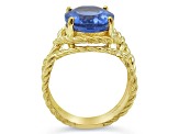 Judith Ripka 7ct Oval Blue Fluorite 14K Gold Clad Ring