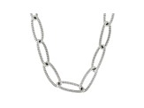 Judith Ripka Rhodium Over Sterling Silver Textured Thin Oval Chain Link Necklace