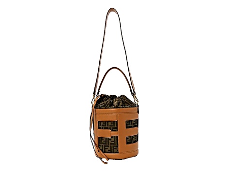 FENDI　6A Fendi Medium Fabric and Leather Step-out Bucket Bag - 19XZ6A