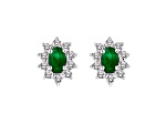 1.00ctw Emerald and Diamond Earrings in 14k White Gold