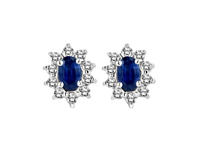 0.70ctw Sapphire and Diamond Earrings in 14k White Gold