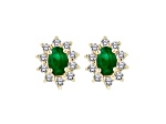 1.00ctw Emerald and Diamond Earrings in 14k Yellow Gold