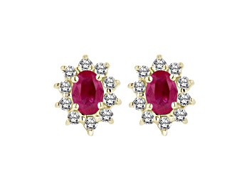 Picture of 1.00ctw Ruby and Diamond Earrings in 14k Yellow Gold