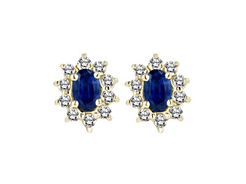 Picture of 1.00ctw Sapphire and Diamond Earrings in 14k Yellow Gold